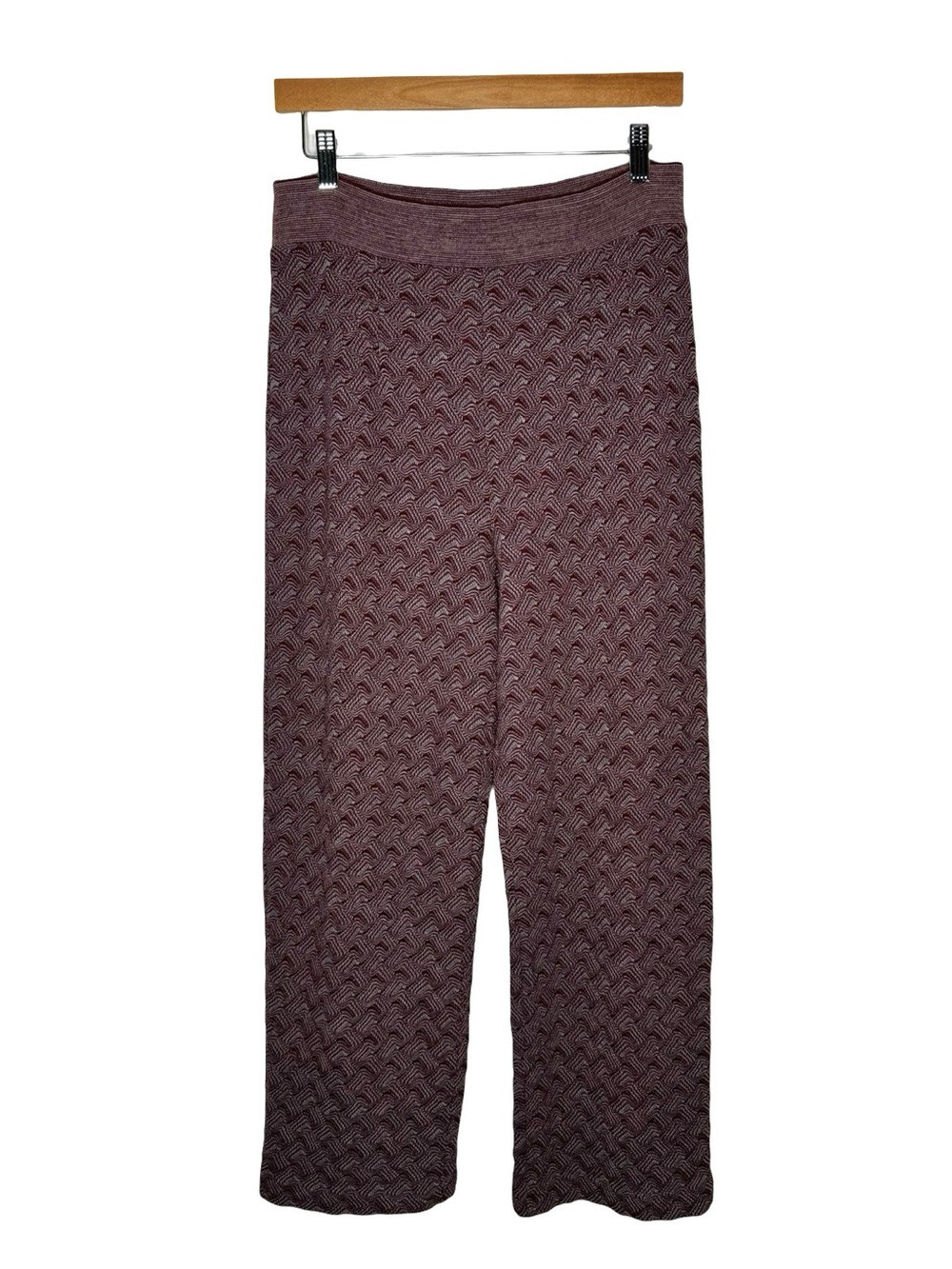 Vintage | 90s Missoni Sport Knit Pants Plum/Mauve Chevron Wave IT44/US 8/M